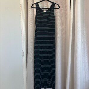 Calvin Klein navy and green striped maxi dress!